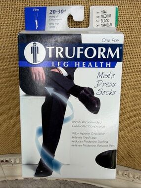 TRUFORM Men's Dress Knee-High Compression Socks - Black